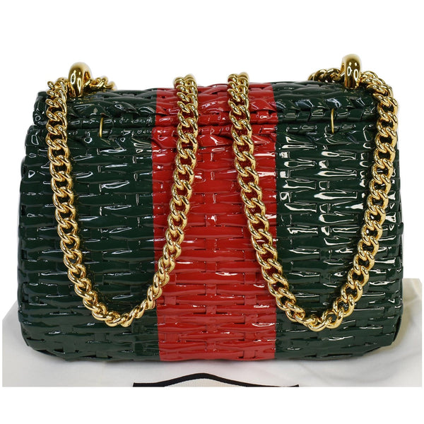 Gucci Wicker Linea Cestino Mini Web Shoulder Bag - golden shoulder chain.
