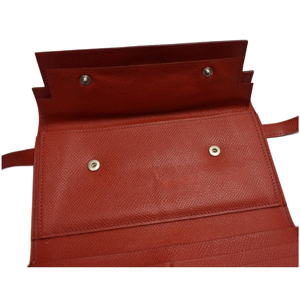 Hermes Kelly Leather Wallet Red - inner close buttons