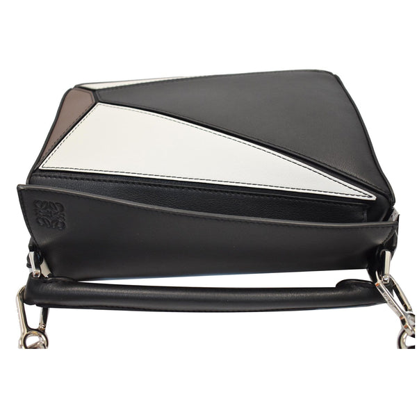 LOEWE Small Puzzle Classic Calfskin Shoulder Bag Black/Taupe