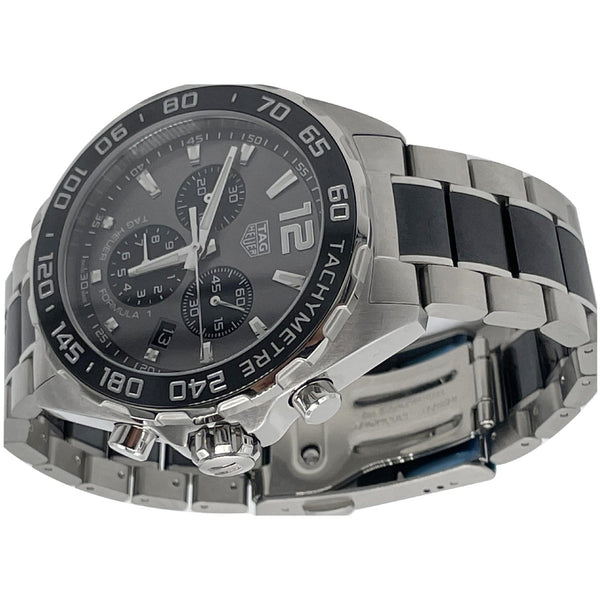 TAG HEUER Formula 1 Chronograph Quartz SS Date Watch Silver Dial 43MM