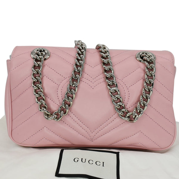 GUCCI GG Marmont Mini Matelassé Leather Shoulder Crossbody Bag Pastel Pink 446744