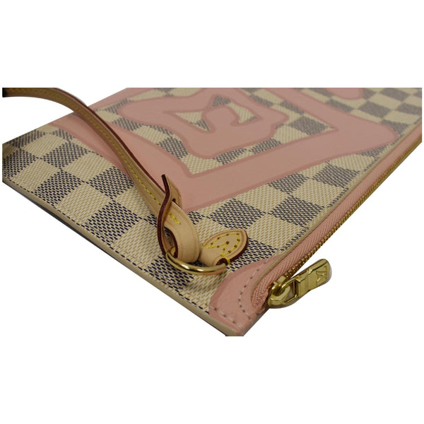 LOUIS VUITTON Tahitienne Pochette Wristlet Pouch Damier Azur Neverfull MM Pink