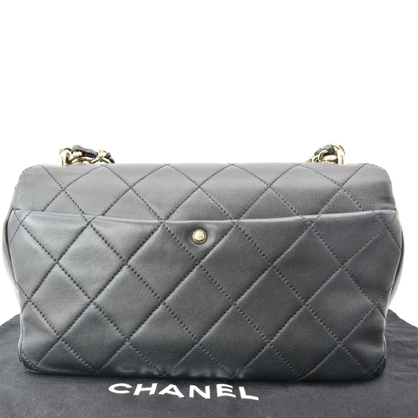 CHANEL Elegant Resin Double Chain Flap Lambskin Shoulder Bag Black
