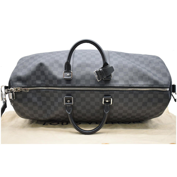 LOUIS VUITTON Keepall 55 Damier Graphite Bandouliere Travel Bag Black
