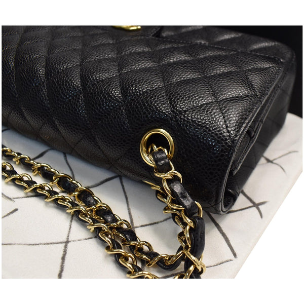 CHANEL Medium Double Flap CC Caviar Leather Shoulder Bag Black