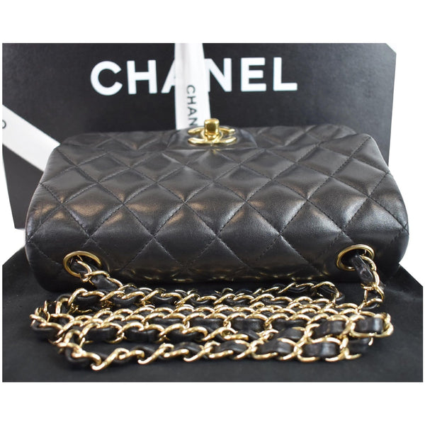 CHANEL Mini Rectangular Flap Quilted Lambskin Leather Shoulder Bag Black