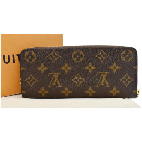 LOUIS VUITTON Clemence Monogram Canvas Zippy Wallet Brown