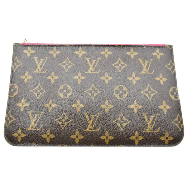 LOUIS VUITTON Neverfull MM Monogram Canvas Pochette Wristlet Pouch Brown