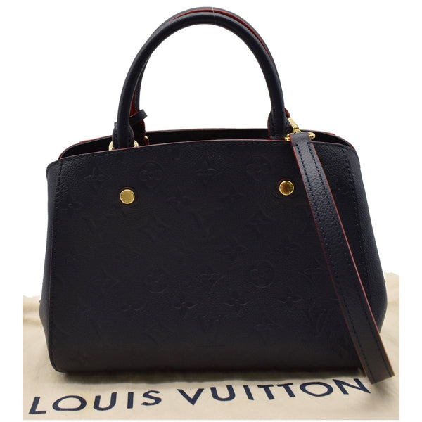 LOUIS VUITTON Montaigne BB Monogram Empreinte Leather Satchel Bag Marine Rouge