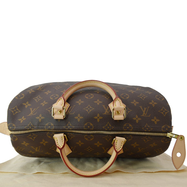 LOUIS VUITTON Speedy 35 Monogram Canvas Satchel Bag Brown