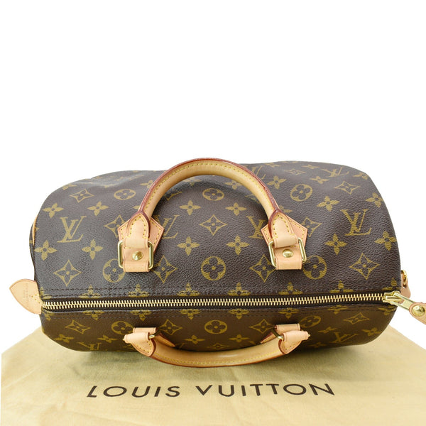 LOUIS VUITTON Speedy 30 Monogram Canvas Satchel Bag Brown