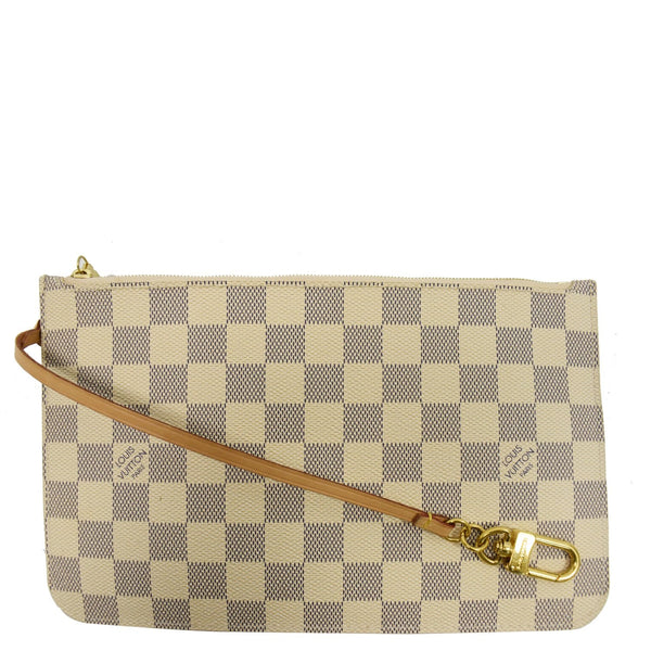 LOUIS VUITTON Pochette Wristlet Pouch Damier Azur Neverfull MM White