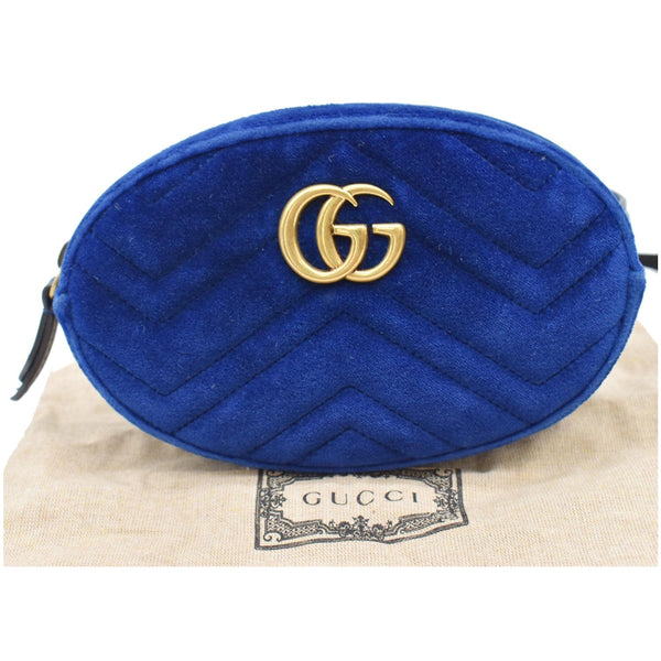 GUCCI GG Marmont Matelasse Velvet Belt Bag Blue 476434