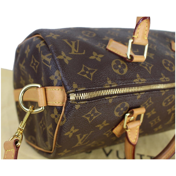 Louis Vuitton Speedy 30 Bandouliere Monogram Canvas Bag - zip closure