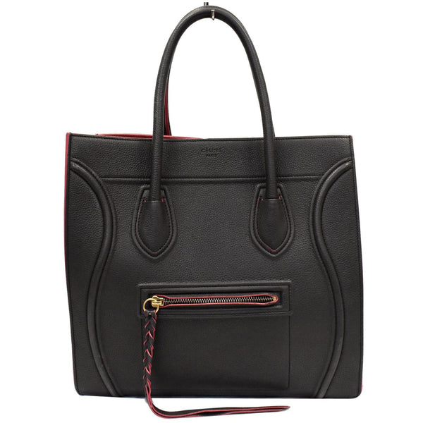CELINE Luggage Phantom Medium Leather Tote Bag Black