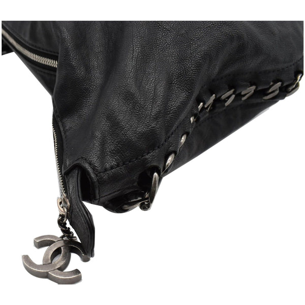 CHANEL Modern Chain Calfskin Leather Hobo Bag Black
