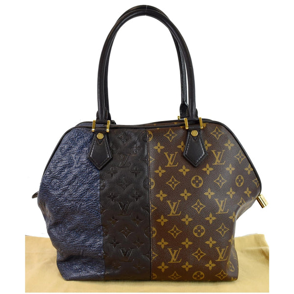 LOUIS VUITTON Blocks Stripes Monogram Leather Tote Bag Tri-Color