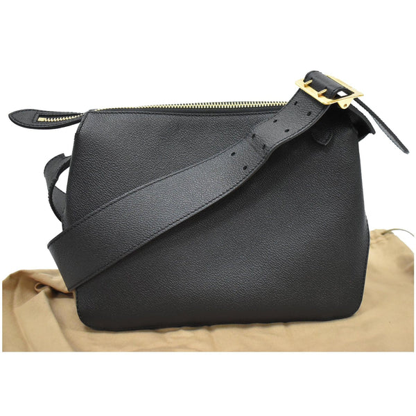 BURBERRY Helmsley House Check Grained Leather Crossbody Bag Black