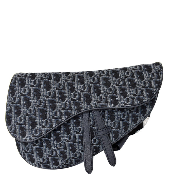 CHRISTIAN DIOR Saddle Oblique Jacquard Crossbody Bag Black