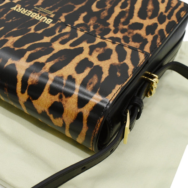 BURBERRY Grace Large Leopard Print Leather Shoulder Bag Multicolor