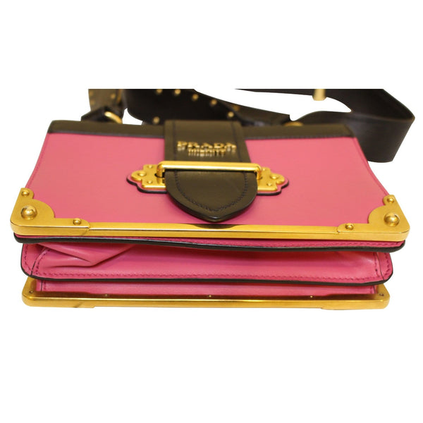 PRADA Cahier City Calf Saffiano Leather Shoulder Bag Black