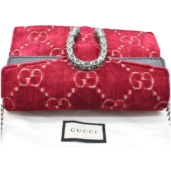 GUCCI Dionysus Super Mini GG Velvet Shoulder Bag Red 476432