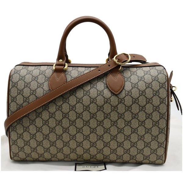 GUCCI Blind for Love Embroidered GG Supreme Canvas Boston Bag Maple Brown 409527