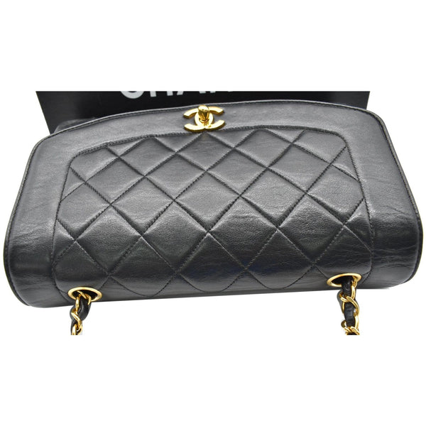 CHANEL Diana Flap Quilted Lambskin Leather Shoulder Bag Black