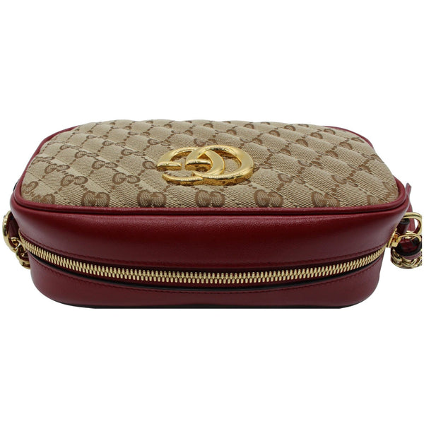 GUCCI GG Marmont Small Matelasse Canvas Leather Crossbody Bag Beige 447632