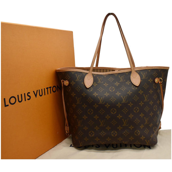 LOUIS VUITTON Neverfull MM Monogram Canvas Tote Bag Brown