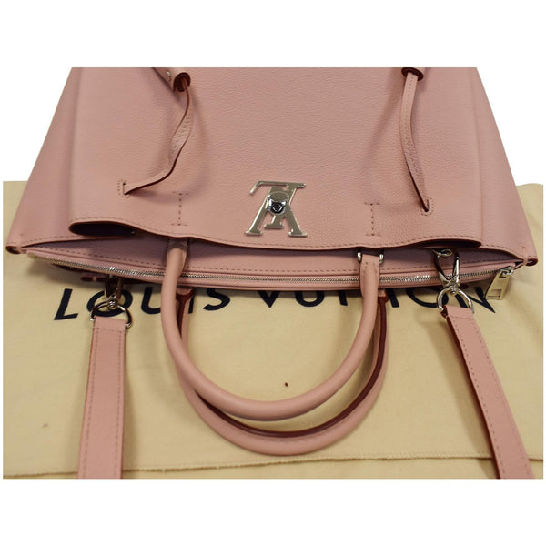 LOUIS VUITTON Lockmeto Calfskin Leather Tote Bag Rose Pink