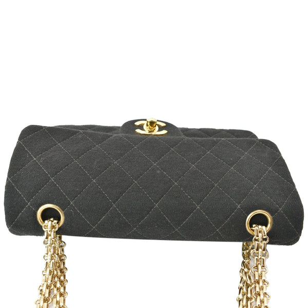 CHANEL Classic Flap Jersey Fabric Shoulder Bag Black