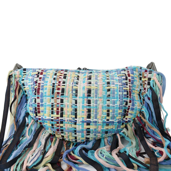 CHANEL Coco Cuba Hammock Tweed Woven Hobo Bag Turquoise