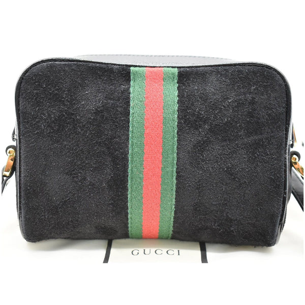 GUCCI Ophidia Mini Web Suede Leather Crossbody Bag Black 517350