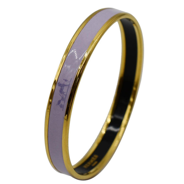 HERMES Enamel Printed Narrow Bangle Bracelet Light Purple