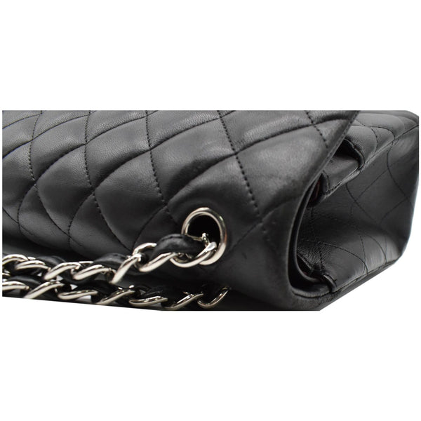 CHANEL Jumbo Double Flap Lambskin Leather Shoulder Bag Black