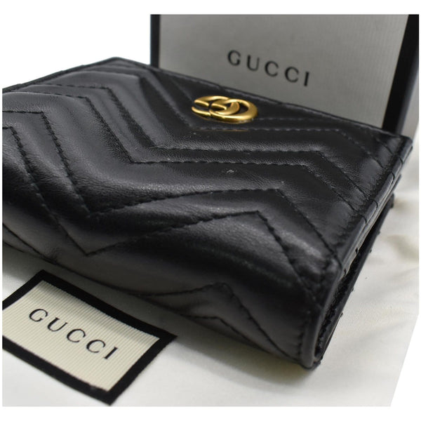 Gucci Marmont GG Matelasse Leather Card Case Wallet Black 466492