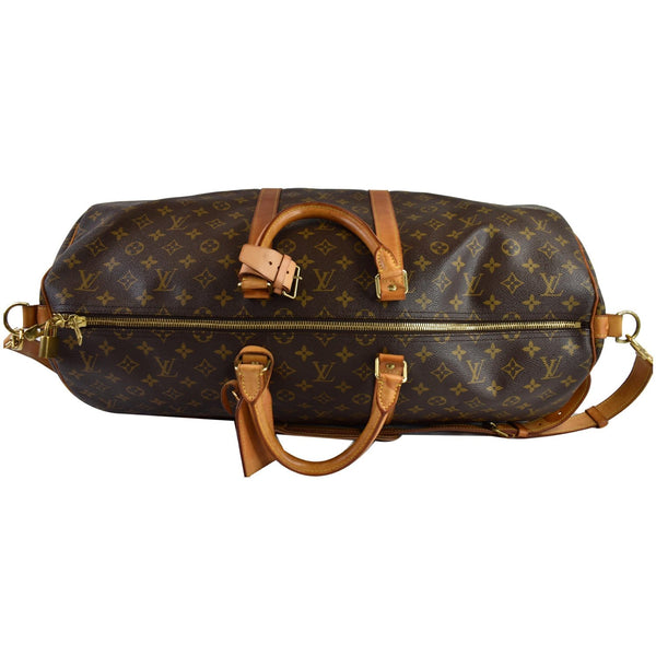 LOUIS VUITTON Keepall Bandouliere 55 Monogram Canvas Travel Bag Brown