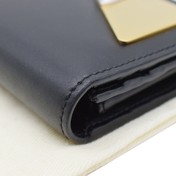 FENDI Monster Eyes Continental Smooth Leather Wallet Black