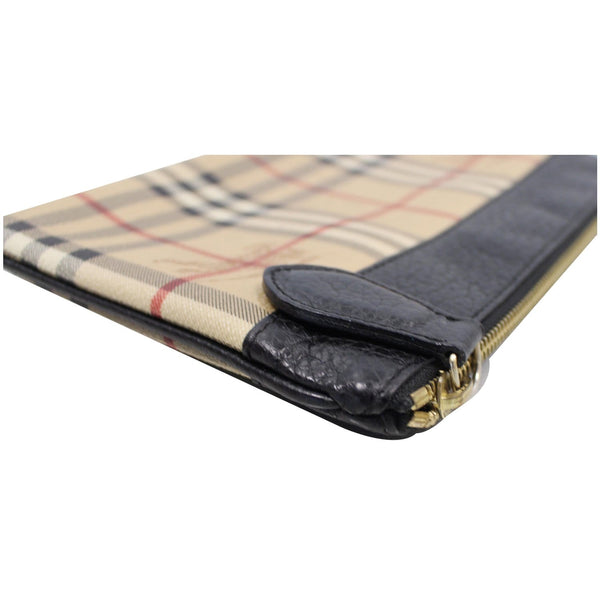 BURBERRY Nova Vintage Check Leather Zippy Pouch Beige