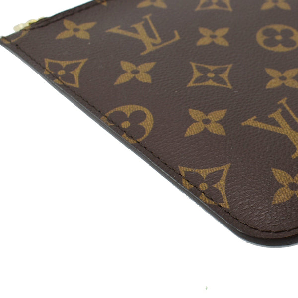 LOUIS VUITTON Neverfull MM Monogram Canvas Pochette Wristlet Pouch Brown