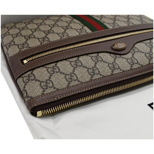 GUCCI Large Ophidia GG Supreme Monogram Leather Pouch Clutch Bag Beige 517551