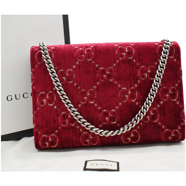 GUCCI Dionysus Mini Velvet GG Monogram Chain Wallet Red 401231