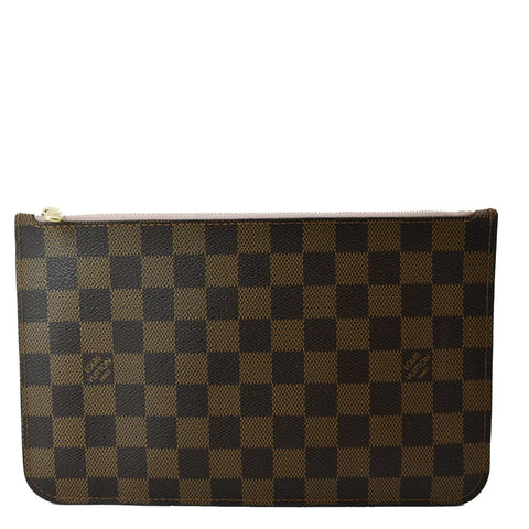 LOUIS VUITTON Neverfull Damier Ebene Pochette Wristlet Pouch Brown