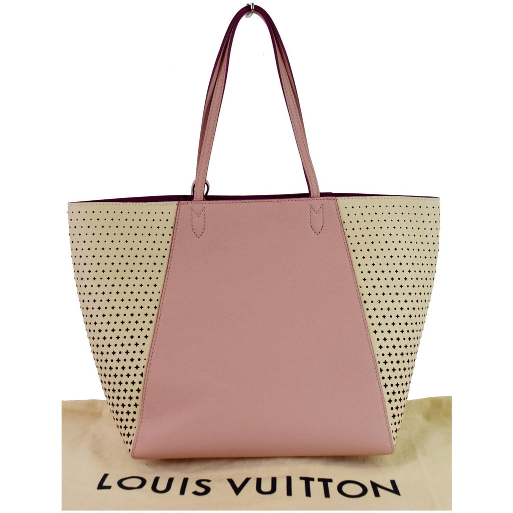LOUIS VUITTON Pink Perforated Leather Monogram Flower LockMe Cabas