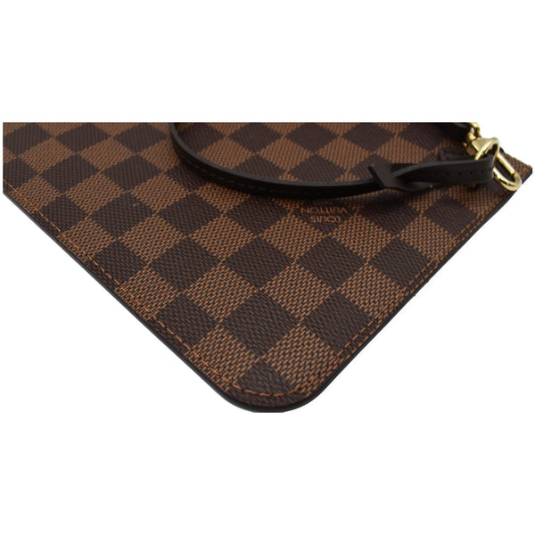 LOUIS VUITTON Neverfull MM Damier Ebene Pochette Wristlet Pouch Brown