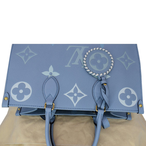 LOUIS VUITTON Onthego MM Giant Monogram Empreinte Tote Shoulder Bag Blue