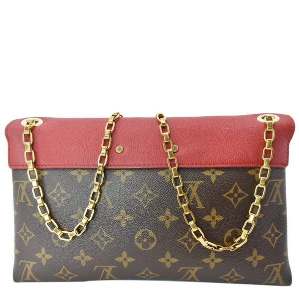 LOUIS VUITTON Pallas Chain Monogram Canvas Crossbody Bag Brown