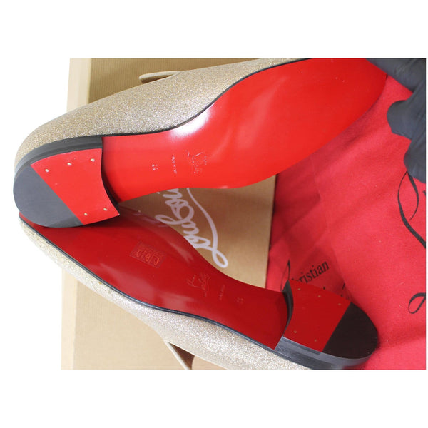 CHRISTIAN LOUBOUTIN Men's Dandelion Flat Glitter Dress Loafer Shoes Gold