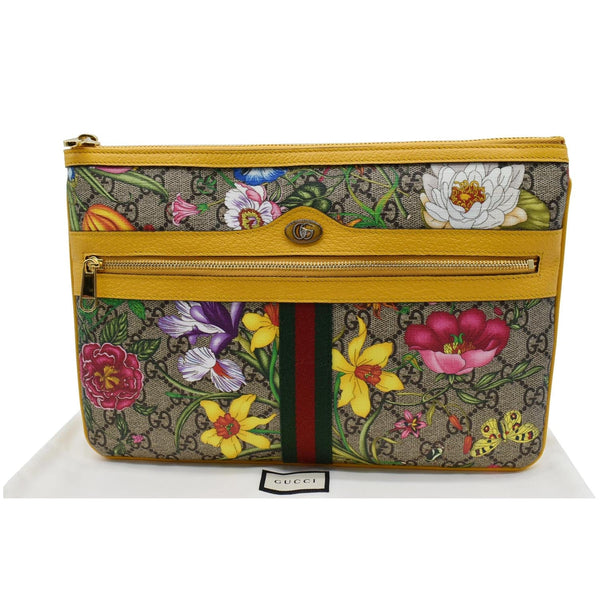 GUCCI Large Ophidia Flora GG Monogram Leather Pouch Clutch Bag Multicolor 517551